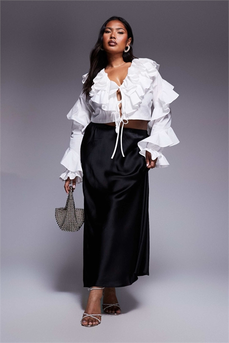 Блузка из хлопкового поплина с объемными оборками артикул 142880263