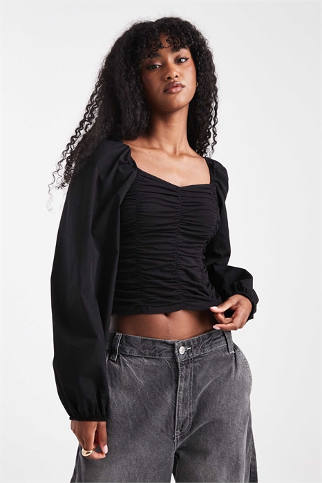 Блузка с рюшами и длинными рукавами артикул 149103077