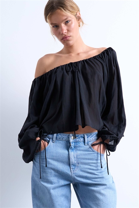 Блузка с длинными рукавами и завязками в стиле «трапеция» артикул 142540042