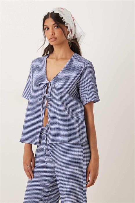 Топ из сирсакера с завязками спереди co-ord артикул 147967300