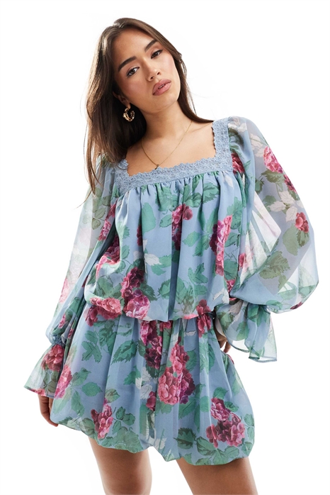 Блузка с квадратным вырезом и кружевной отделкой co-ord артикул 141914254