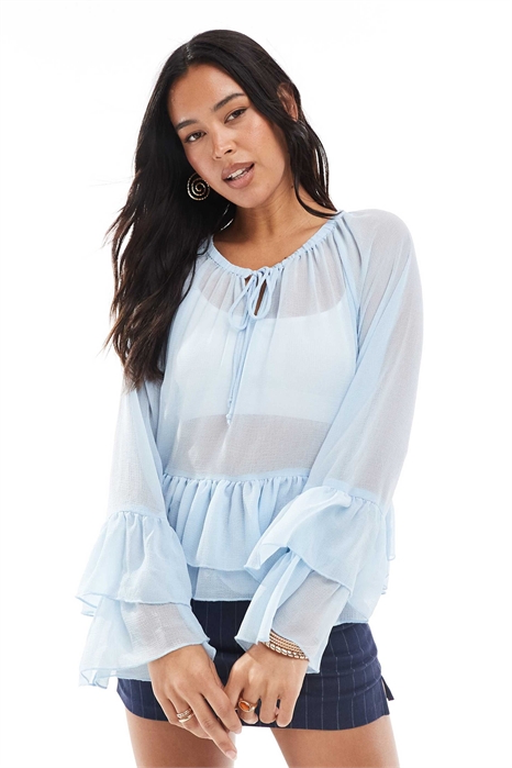 Топ в стиле бохо с воланами по низу артикул 147972583