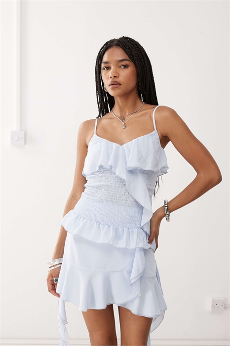 Топ-бюстгальтер с асимметричной сборкой и оборками co-ord артикул 148304265