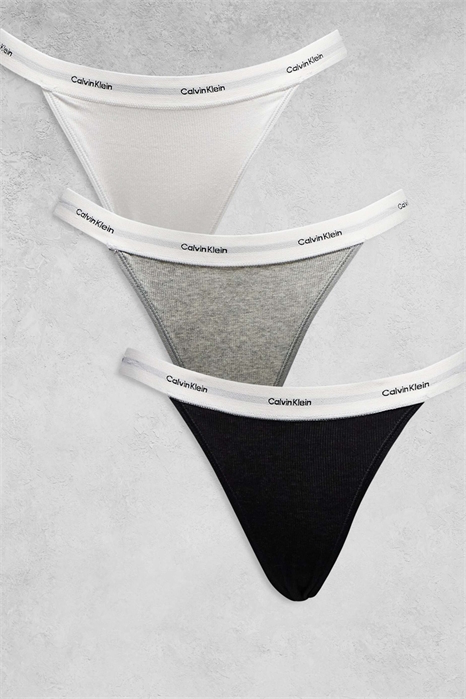 Стринги-бикини из эластичной хлопковой ребристой ткани, набор из 3 штук артикул 154167636