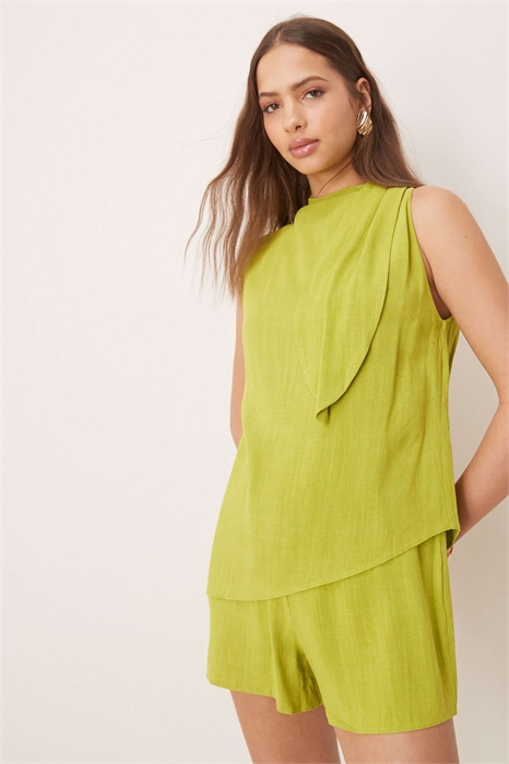 Комбинезон из льна с двухслойным воротником артикул 141270985