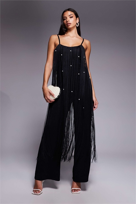 Комбинезон с бахромой и жемчужными украшениями артикул 144767927