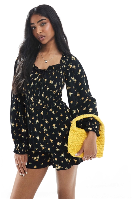 Комбинезон с длинными рукавами и цветочным принтом артикул 142681161