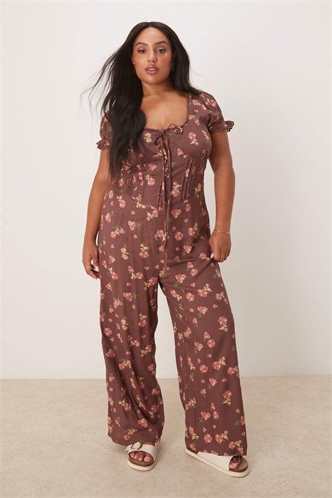 Комбинезон с зауженной талией и кружевной отделкой от ASOS DESIGN Curve артикул 136070179