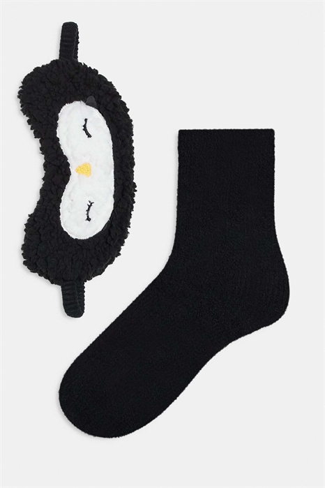 Оригинальные пушистые носки для сна с изображением пингвина и маска для сна артикул 150660797