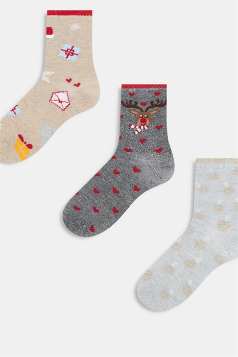 Рождественский набор из 3 пар носков с блестками артикул 151530771