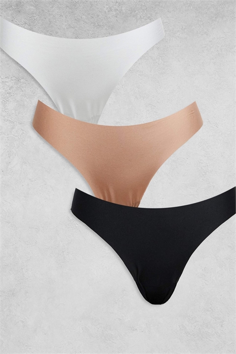 Набор из 3-х стрингов без отпечатков и с кружевом артикул 141705265