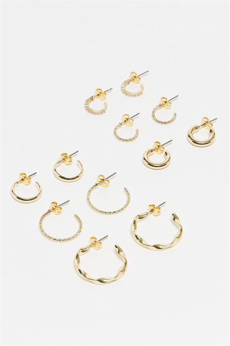 Набор из 6 пар сережек-колец с разнообразным дизайном артикул 139430349