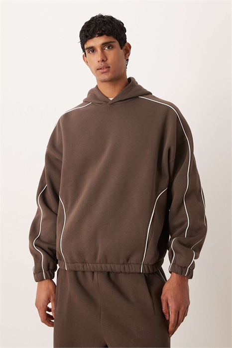 Худи свободного кроя с капюшоном и контрастной окантовкой co-ord артикул 153117284