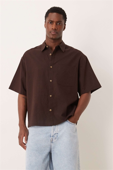 Рубашка свободного кроя из льна артикул 154086245