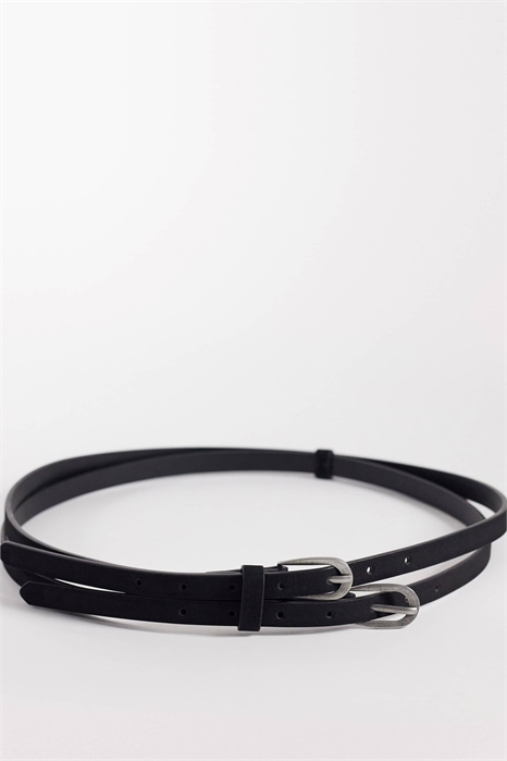 Тонкий ремень из искусственной замши с двумя ремешками артикул 154078787