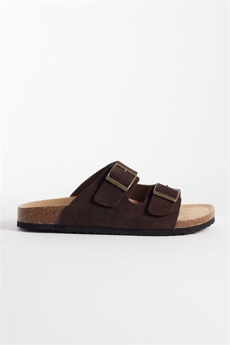 Сандалии на двух ремешках с пробковой подошвой артикул 154120433