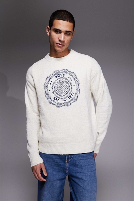 Свитер с принтом на груди и круглым вырезом от Kerbert артикул 153724795