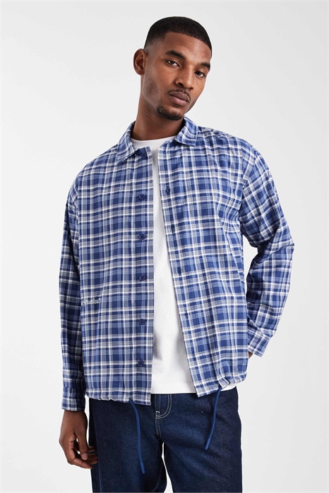 Рубашка свободного кроя в крупную клетку с вышивкой артикул 149551344