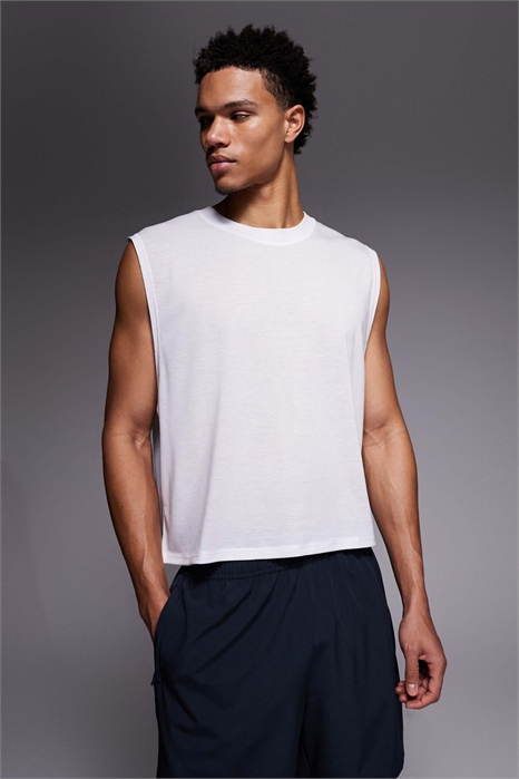 Укороченная тренировочная майка из быстросохнущей сетчатой ткани артикул 153151376