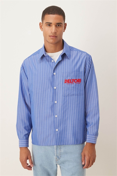 Рубашка свободного кроя с вышитым логотипом артикул 151309114