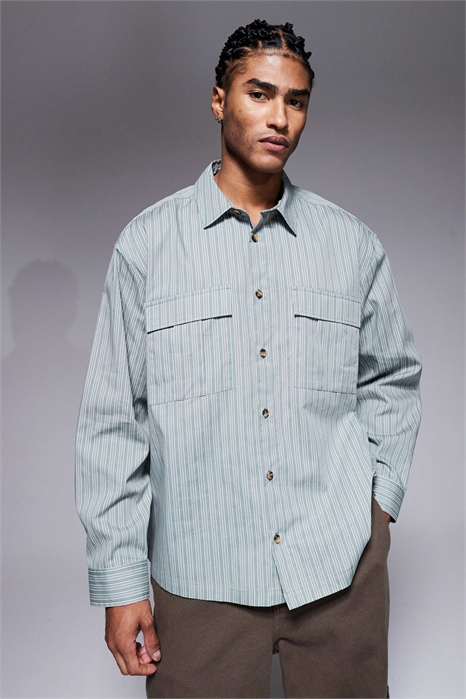 Рубашка свободного кроя в крупную полоску артикул 152195035