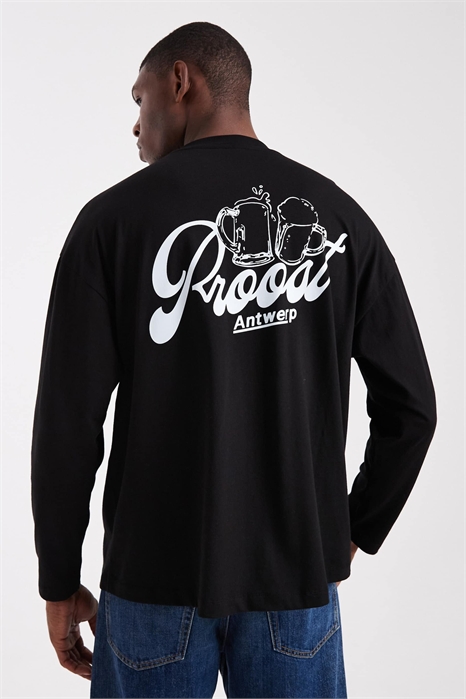 Футболка свободного кроя с длинными рукавами и принтом на спине артикул 152190086