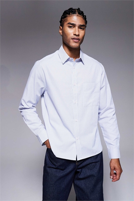 Рубашка из поплина в полоску с прямым кроем артикул 152559021