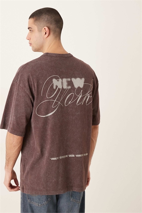 Толстовка свободного кроя с принтом «Нью-Йорк» артикул 152473768