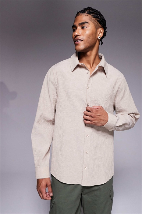 Рубашка свободного кроя с эффектом «кракелюра» артикул 150196356