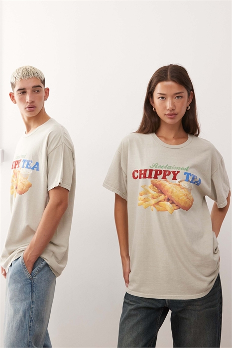 Универсальная футболка свободного кроя с принтом в виде еды артикул 150204518