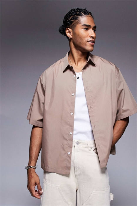 Рубашка свободного кроя из поплина артикул 147666029