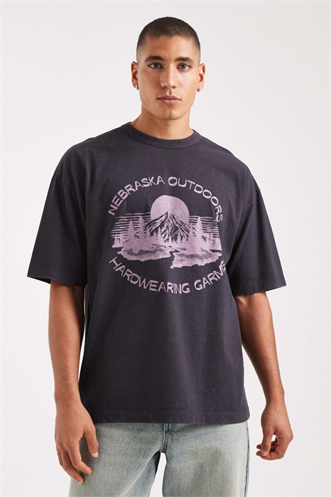 Толстовка свободного кроя с принтом в стиле «город» артикул 152471213