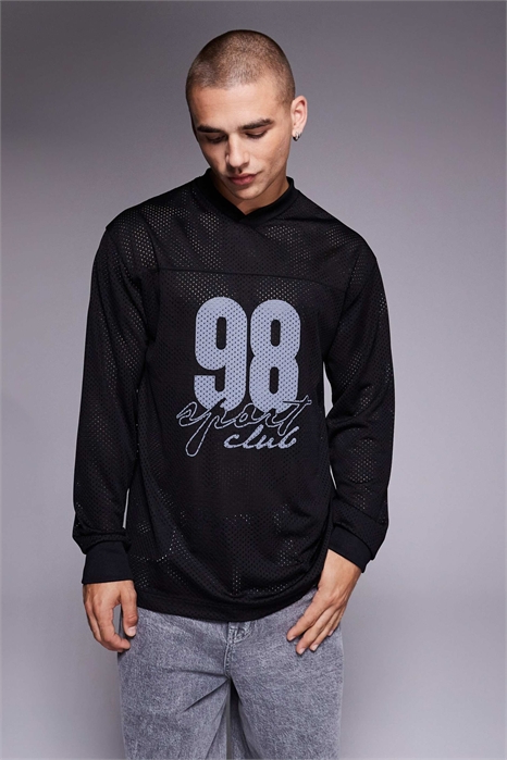 Футболка свободного кроя с длинным рукавом и спортивным принтом артикул 150082044