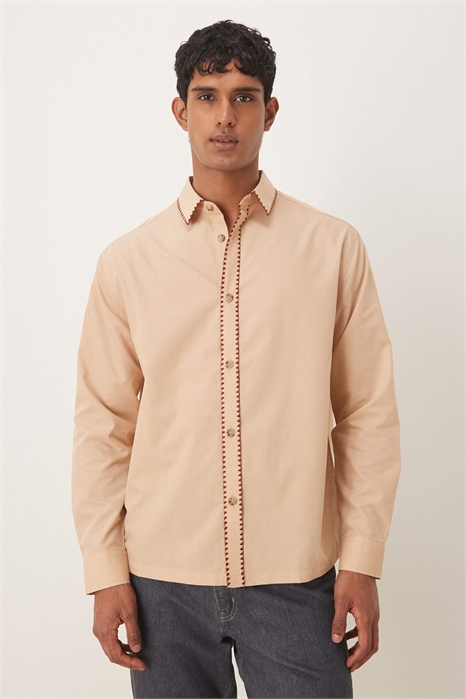 Рубашка свободного кроя с декоративными швами артикул 151963304