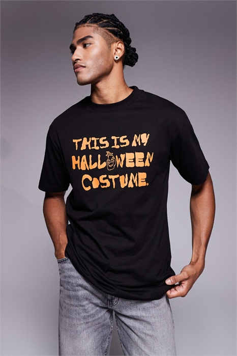 Футболка свободного кроя с принтом в виде слогана артикул 151995952