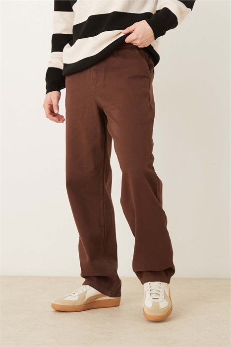 Широкие брюки из коричневого твила артикул 153021972