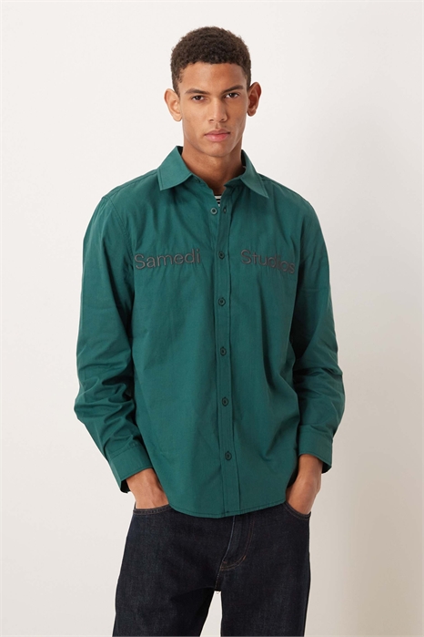 Рубашка из поплина с вышивкой артикул 152463089