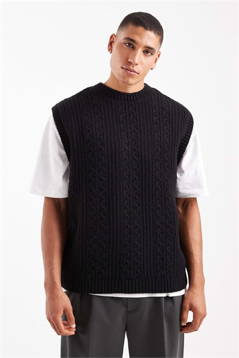 Свободная вязаная майка с косами артикул 152624990