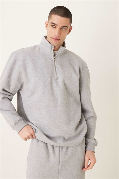 Свитшот свободного кроя с четвертью молнии из пике с ворсистой внутренней стороной артикул 153832253