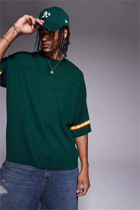 Футболка свободного кроя темно-зеленого цвета артикул 145572590