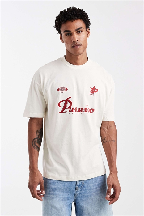 Футболка свободного кроя с футбольной принтом артикул 155811189