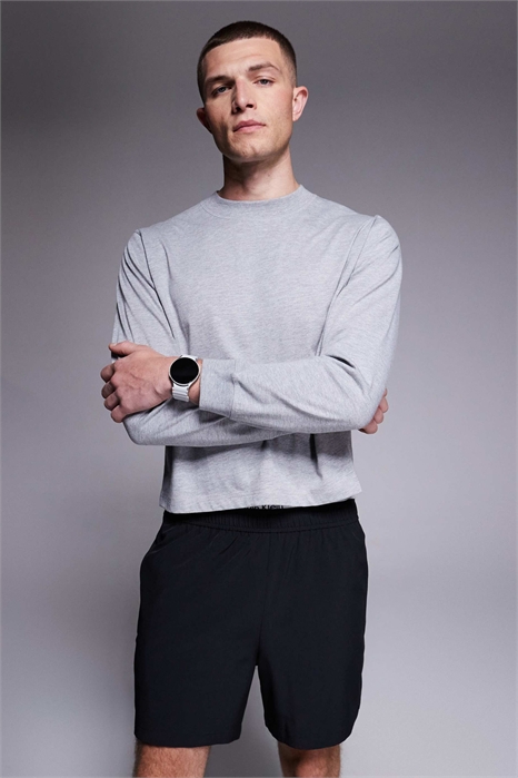 Укороченная хлопковая футболка с длинным рукавом и эффектом быстрого высыхания артикул 154970428