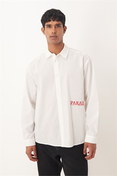 Рубашка свободного кроя с вышивкой артикул 152011581