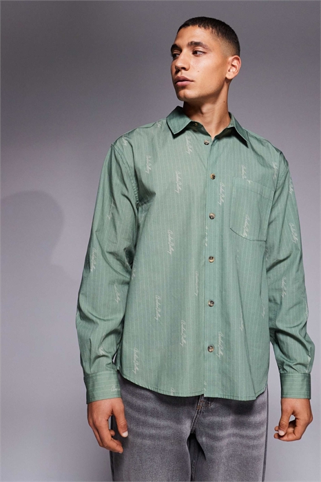 Рубашка свободного кроя с принтом артикул 152667980