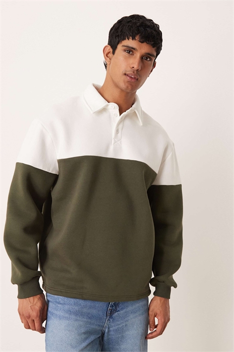 Свободная толстовка с цветовыми блоками зеленого цвета артикул 153643232