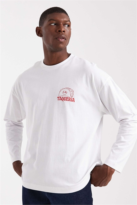 Футболка свободного кроя с принтом в виде тако на груди артикул 152190269