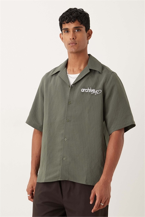 Рубашка свободного кроя с полосками и вышивкой артикул 150036471