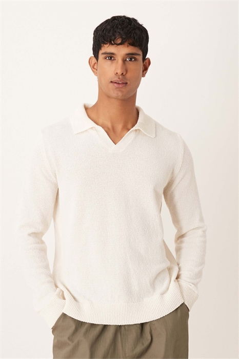 Полурубашка из трикотажа с длинными рукавами, свободного кроя и текстурированной поверхностью, с вырезом «ноч» артикул 152124380