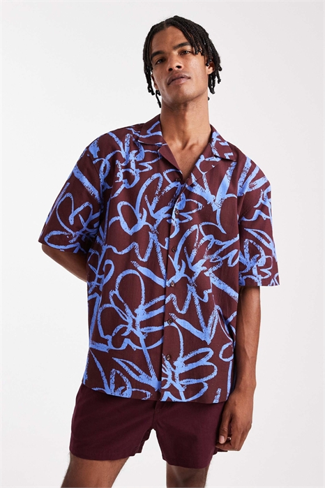 Рубашка свободного кроя с цветочным принтом co-ord артикул 149540875