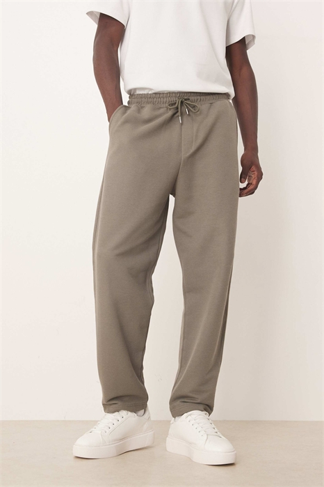Свободные зауженные джоггеры из хлопка пике цвета хаки артикул 151963299